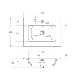 Раковина керамическая CEZARES 60 см, CZR-8073-60 белый